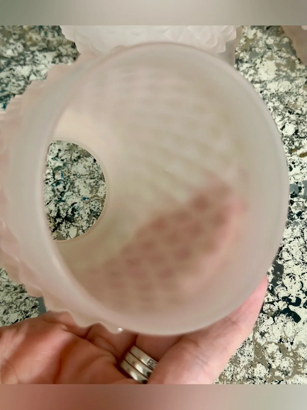 Vintage Blush Pink (frosted) Diamond Point pattern Glass Fairy Lamps - Set of 2